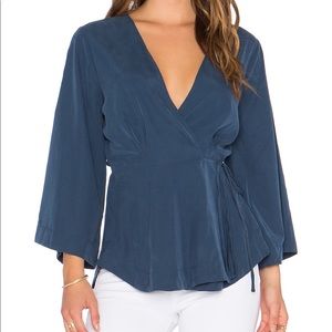 Free People Blue Grand Piano Wrap Top